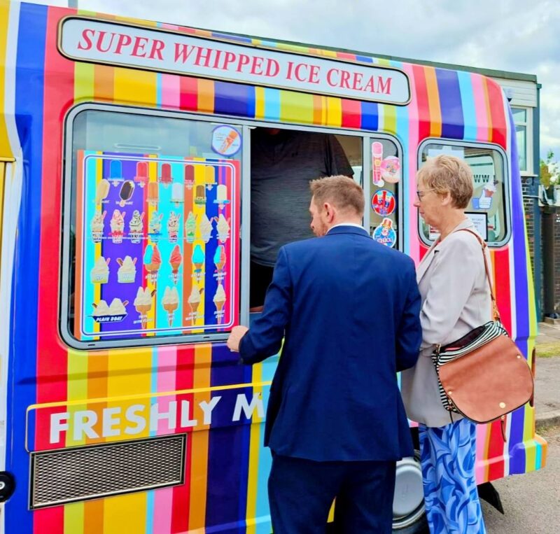 David Williams MP at an Ice Cream Van