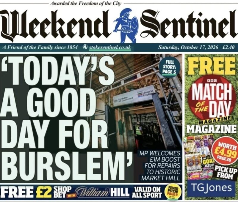 First page of the weekend sentinel from the 17th October 2026